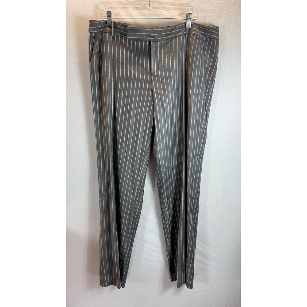 ST. JOHN Sport Pants trouser Womens 14 Gray Pinstripe Office Classic city‎